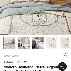 Crate&Barrel Kids Quilt - Cream and Green